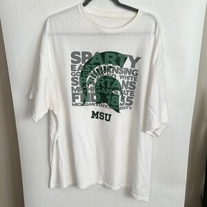 MSU Spartans White and Green Graphic Tee Short Sleeve